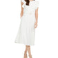 Calvin Klein Women's Ruffle-Shoulder Fit & Flare Midi Dress Color Cream Size 6