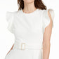 Calvin Klein Women's Ruffle-Shoulder Fit & Flare Midi Dress Color Cream Size 6