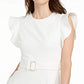 Calvin Klein Women's Ruffle-Shoulder Fit & Flare Midi Dress Color Cream Size 6
