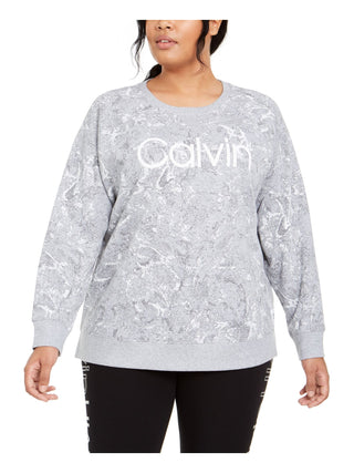 Calvin Klein Women's Active Snake Print Logo Sweatshirt Gray Size 1X