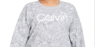 Calvin Klein Women's Active Snake Print Logo Sweatshirt Gray Size 1X