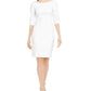 Calvin Klein Women's 3/4 Sleeve Sheath Dress White Size 4 Petite