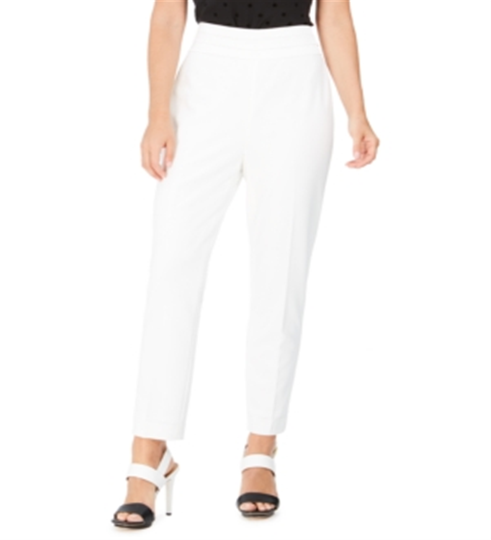 Calvin Klein Women's Pleated Waist Slim Fit Dress Pants White Size 4