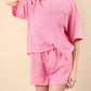 Very J - Mineral Washed Comfy Knit Top & Shorts Set