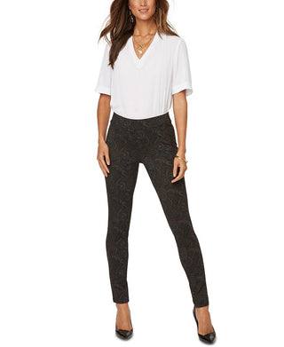 NYDJ Women's Paisley Ponte Leggings Black Size 6