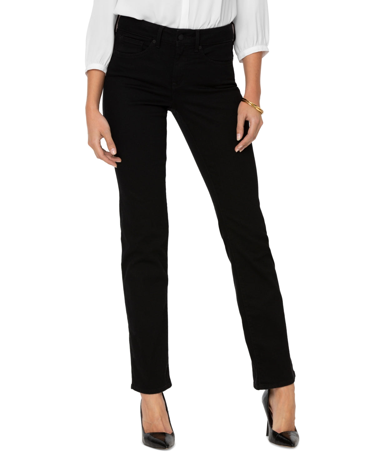 NYDJ Women's Marilyn Straight Leg Jeans Black Size 4