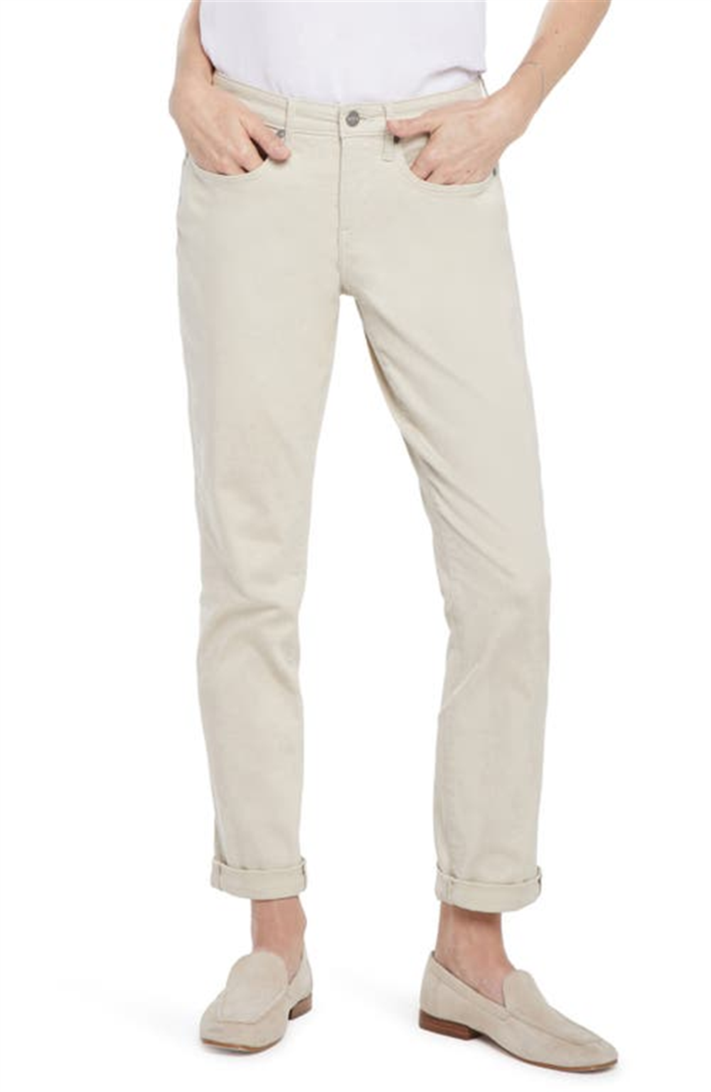 NYDJ Women's Margot Cuffed Ankle Straight Leg Girlfriend Jeans Brown Size 18