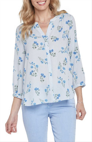 Nydj Riviera Blossoms Crepe Blouse, X-Large