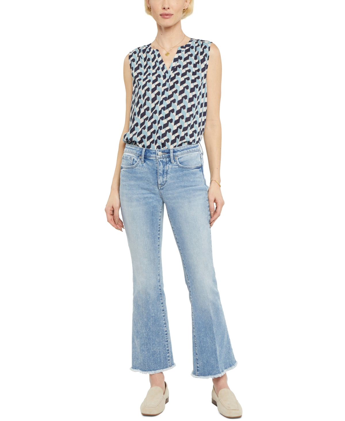 NYDJ Women's Flared Frayed Hem Jeans Blue Size 8