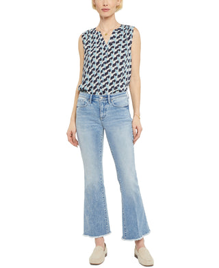 NYDJ Women's Flared Frayed Hem Jeans Blue Size 8
