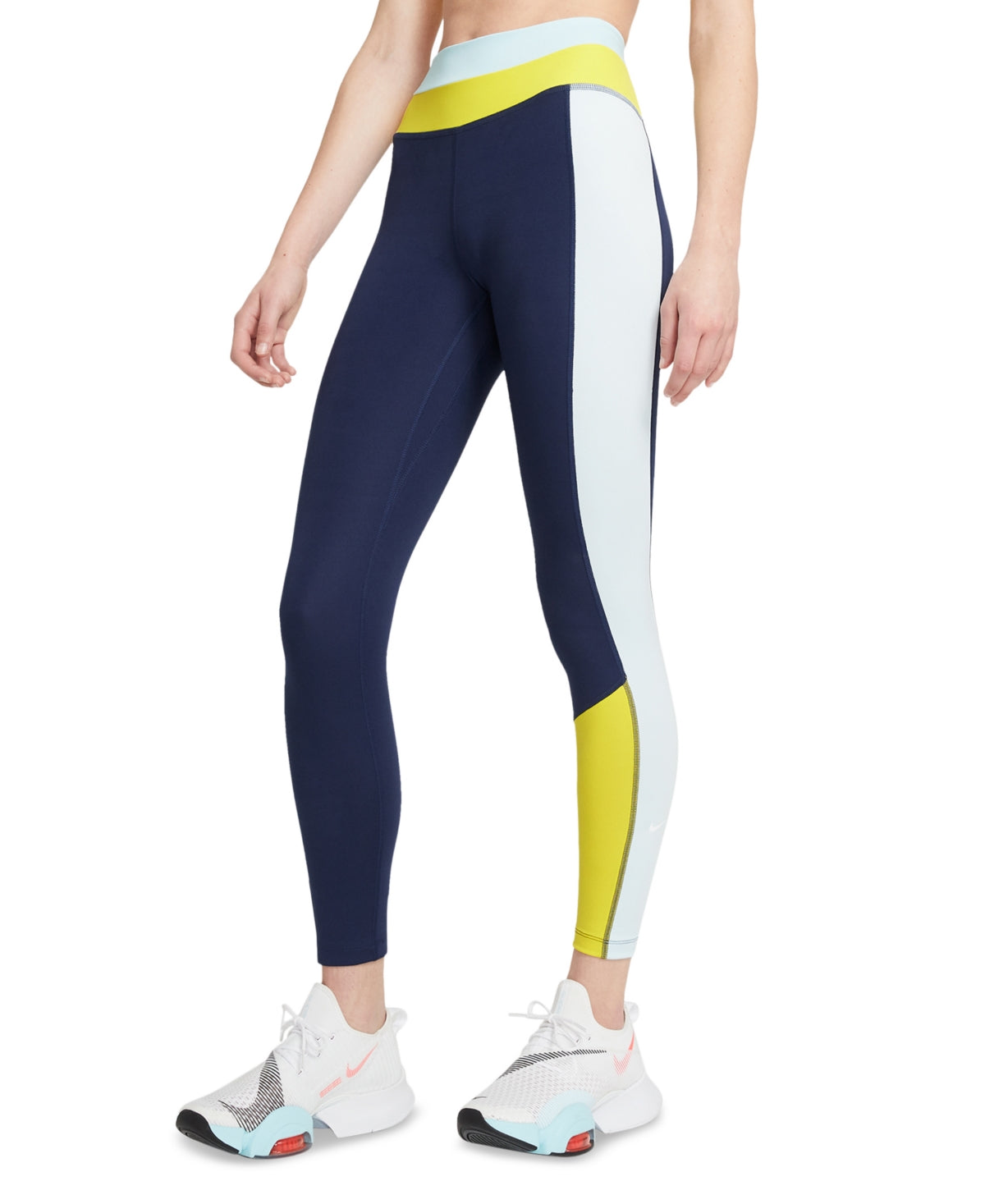 Nike Women's Colorblock Dri Fit Leggings Blue Size X-Small