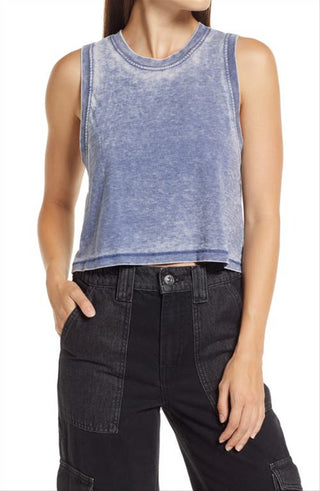 BDG Urban Outfitters Women's Blue Dropped Armhole Crop Tank Size Large