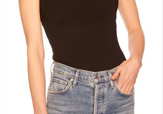 Susana Monaco Square Triangle Stretch Knit Top in Black Size Large