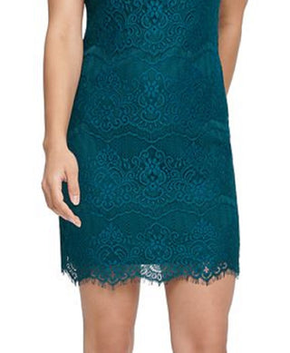 Kensie Women's Scallop Lace Sheath Dress Blue Size 10