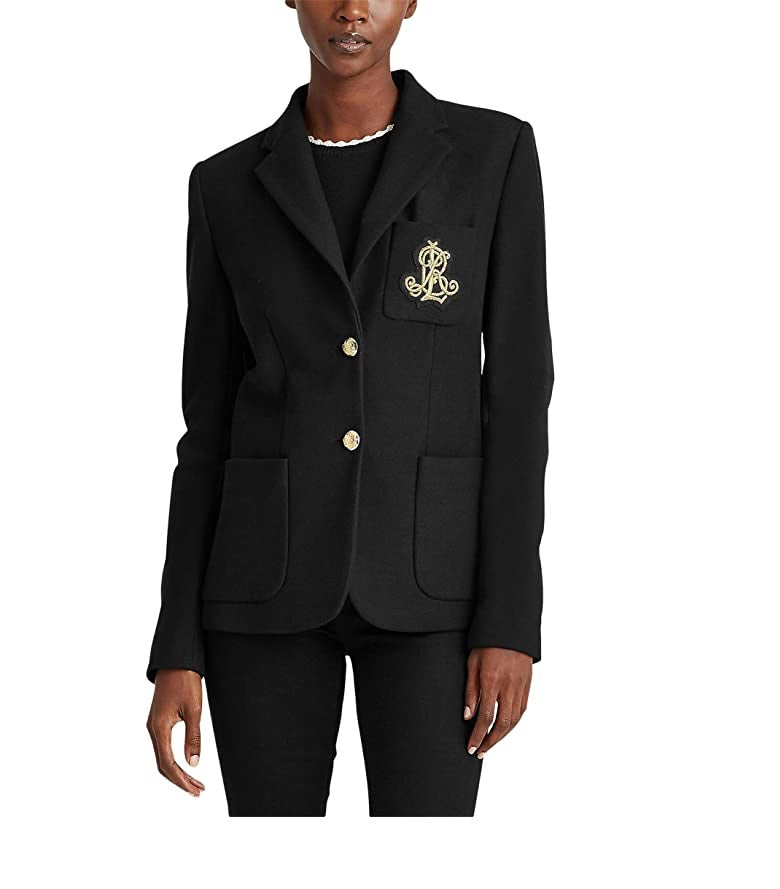 Ralph Lauren Women's Patch Jacquard Blazer Black