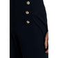 Ralph Lauren Women's Sheer Button Detail Elastic Waist Wide Leg Pants Blue Size Large
