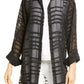 Ming Wang Black Sheer Tunic Blouse, Geo Texture, Size Large