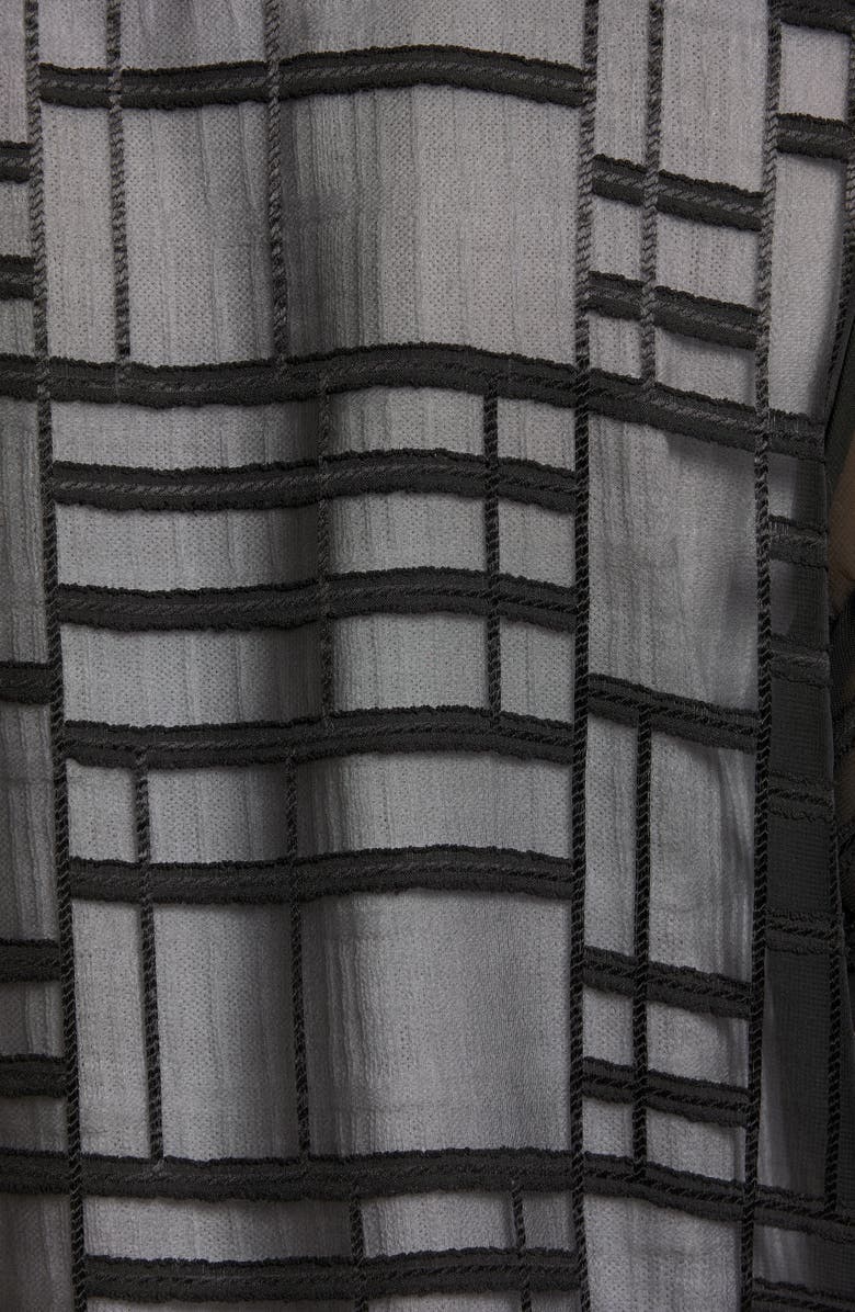 Ming Wang Black Sheer Tunic Blouse, Geo Texture, Size Large