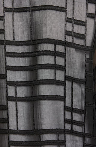 Ming Wang Black Sheer Tunic Blouse, Geo Texture, Size Large