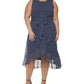 Jessica Howard Women's Dot Print Sleeveless Dress Blue Size 22W