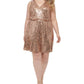 Vince Camuto Women's Sequined Sleeveless V Neck Dress Brown Size 22W
