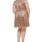Vince Camuto Women's Sequined Sleeveless V Neck Dress Brown Size 22W