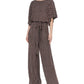 Jessica Howard Women's Metallic Threaded Belted Jumpsuit Black Size Large