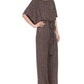 Jessica Howard Women's Metallic Threaded Belted Jumpsuit Black Size Large