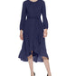 Jessica Howard Women's Ruffled High Low Dress Blue Size 8 Petite