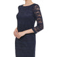 Jessica Howard Women's Lace Stretch Sheath Dress Blue Size 12 Petite