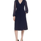 Jessica Howard Women's Chiffon Sleeves Ruched Midi Dress Blue Size 8 Petite
