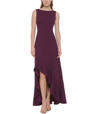 Vince Camuto Women's Plum Ruffle Front Sleeveless Gown Size 12