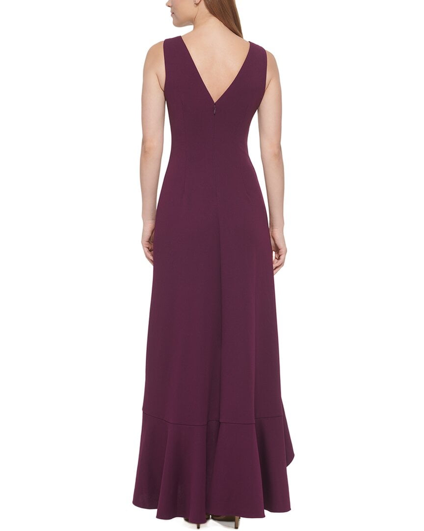Vince Camuto Women's Plum Ruffle Front Sleeveless Gown Size 12