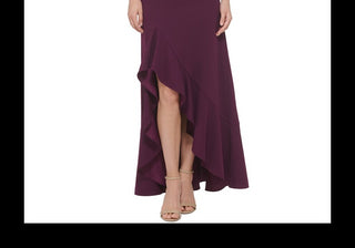 Vince Camuto Women's Plum Ruffle Front Sleeveless Gown Size 12