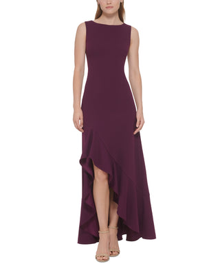 Vince Camuto Women's Plum Ruffle Front Sleeveless Gown Size 12