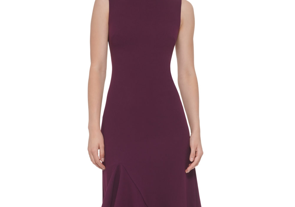 Vince Camuto Women's Plum Ruffle Front Sleeveless Gown Size 12