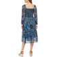 Vince Camuto Women's Floral Print Smocked Midi Dress Blue Size 14