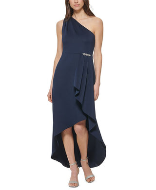 Jessica Howard Women's Ruffled High Low Dress Blue Size 6Petite