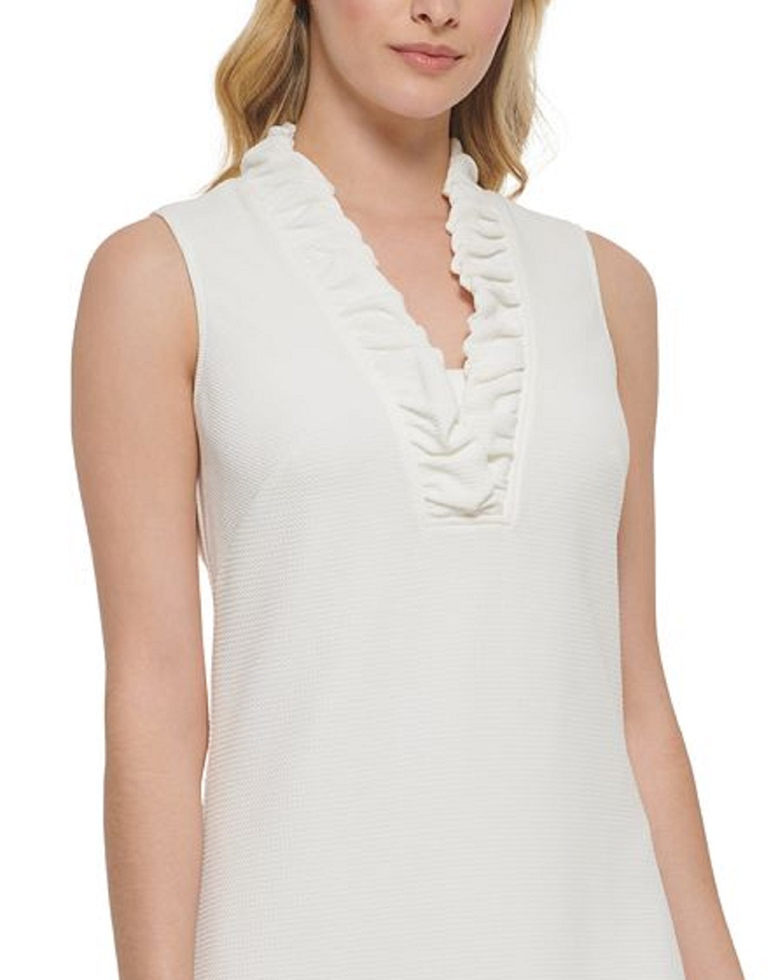 Jessica Howard Women's Ruffle Neck Shift Dress White Size 6