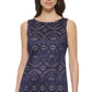 Jessica Howard Women's Laser Cut Scalloped Hem Shift Dress Blue Size 6Petite