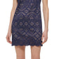 Jessica Howard Women's Laser Cut Scalloped Hem Shift Dress Blue Size 6Petite