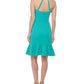 Vince Camuto Women's Ruffled Hem Halter Dress Green Size Small
