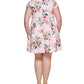 Jessica Howard Women's Floral Print Pleated Mini Dress Pink Size 16W