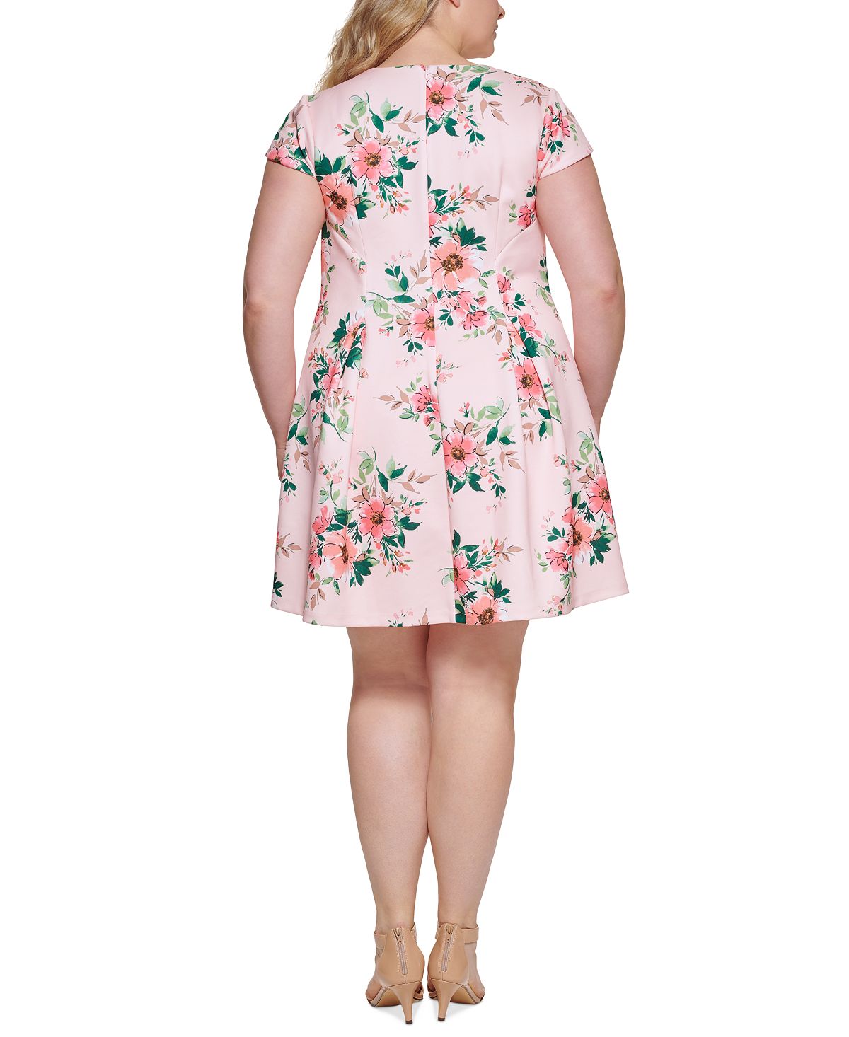 Jessica Howard Women's Floral Print Pleated Mini Dress Pink Size 16W