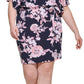 Jessica Howard Women's Floral Print Blouson Dress Blue Size 14W