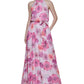 Jessica Howard Women's Floral-Print Halter Gown Pink Size Petite