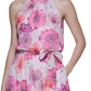 Jessica Howard Women's Floral-Print Halter Gown Pink Size Petite