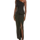Vince Camuto Black One-Shoulder Ruffle Gown Size 8
