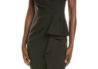 Vince Camuto Black One-Shoulder Ruffle Gown Size 8