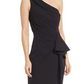 Vince Camuto Black One-Shoulder Ruffle Gown Size 8